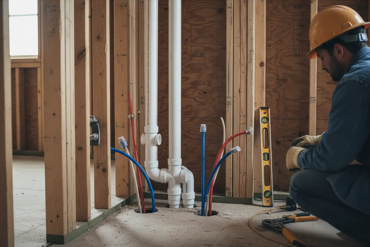 Drain and supply rough-in during Leak Detection in Cambridge